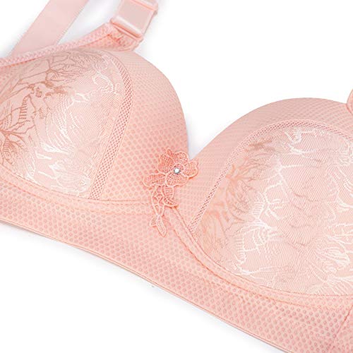 3 Pack Bras For Women All Day Comfort Bra,Plus Size Bra For Women No Wire Jacquard And Mesh Light Padded Bra 34B #TOP3