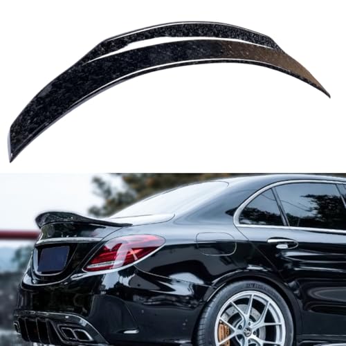 WheelX Rear Spoiler Compatible with Mercedes Benz W205 C-Class 2015-2021, Duckbill Fits for C63 C160 C180 C200 C250 C300 C400 C450 Sedan, Trunk Tail Deck Lid Wing Lip (Forged Carbon Fiber Pattern)