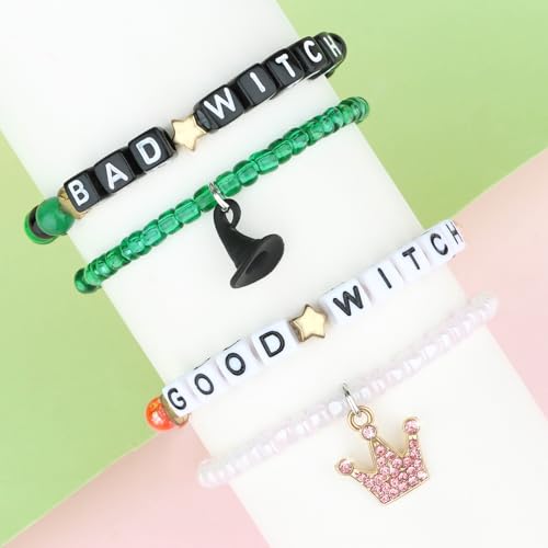 CIEHER Friendship Bracelets - Green Pink Elphaba Glinda Bad Witch Good Witch Bracelet Gifts3