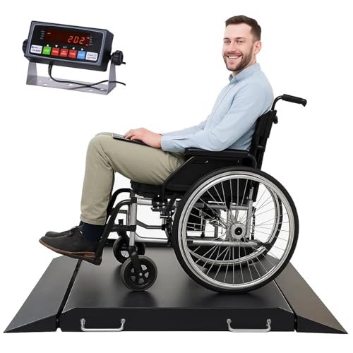 Wheelchair Scale | Improved 2025 Pro Version with Separate Ramps Preventing Flipping | 1000 lb Capacity 0.1 lb Accuracy | Dual Ramp Design | Digital Medical Scale for Home Use, Senior Care & Clinics