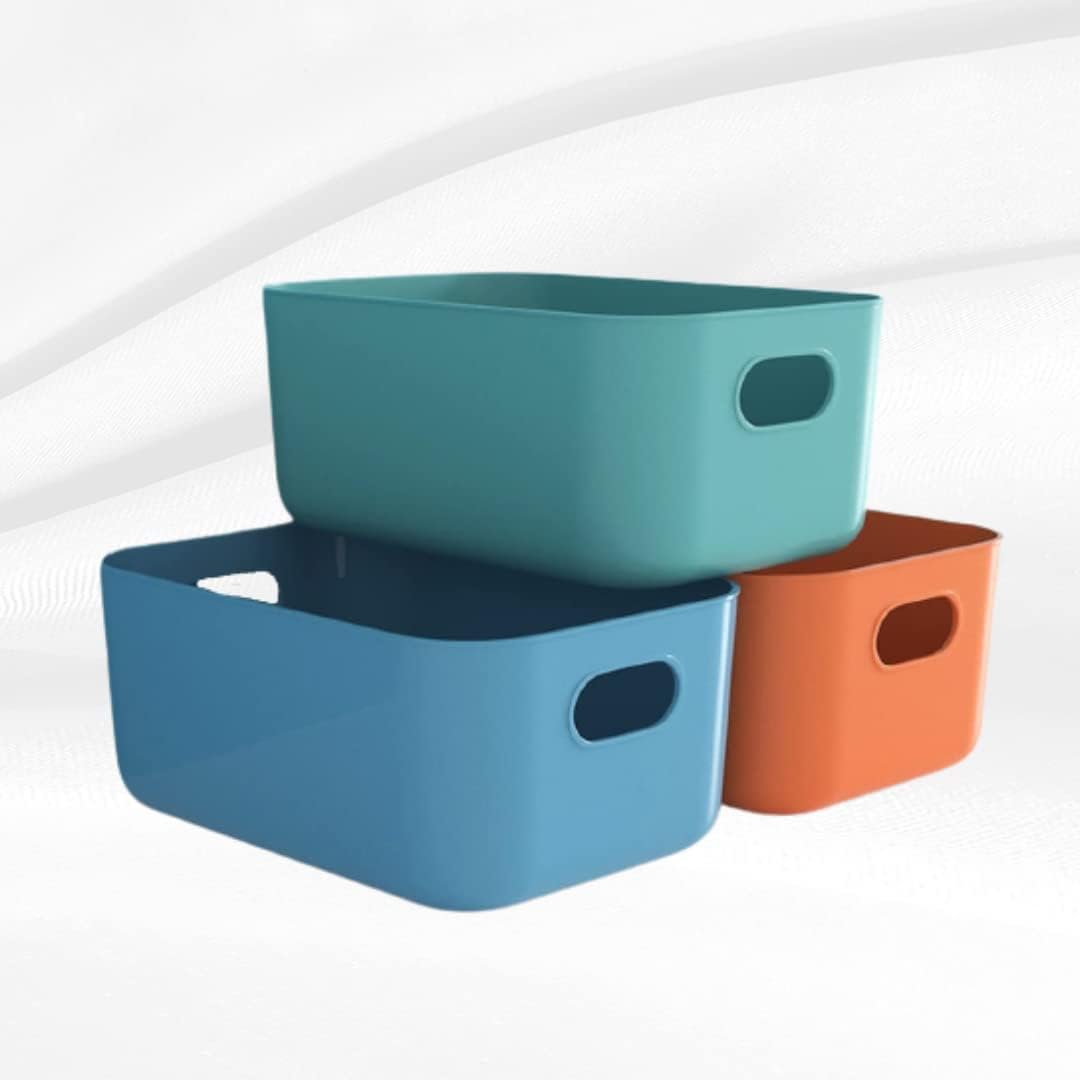 Saliya Onicron 3 Pieces Plastic Storage Basket Multipurpose Colorful For Kitchen & Home Organiser Box For Wardrobe (25 X 16.5 X 10 Cm)