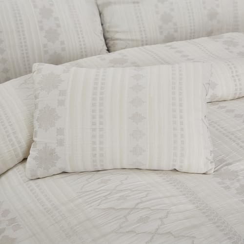Image of Modern Threads Marcy Ivory Jacquard Comforter Set - 5 Piece Sandstone-Inspired Bedding with Decorative Pillows & Shams, Elegant Soft Textured Bed Set for All Seasons, King