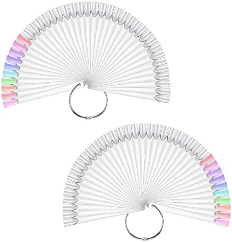 Nail Art Tips Swatches Sticks With Metal Split Ring, Funwaretech Colour Nail Polish Practice Display Set, Nail Art Practice Tool Set, Fan-shaped False Nail Sample Sticks, 100 Pcs