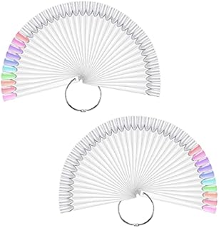 Nail Art Tips Swatches Sticks With Metal Split Ring, Funwaretech Colour Nail Polish Practice Display Set, Nail Art Practice Tool Set, Fan-shaped False Nail Sample Sticks, 100 Pcs