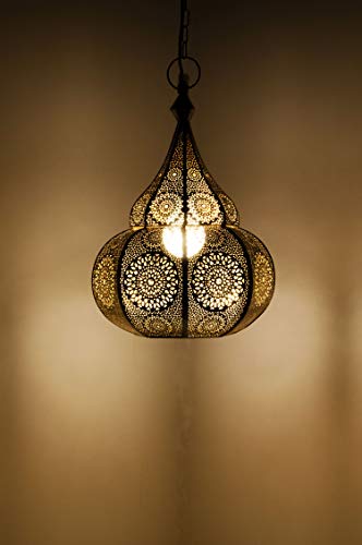 Orientalische Lampe Pendelleuchte Silber Ilham 40cm E27 Lampenfassung | Marokkanische Design Hängeleuchte Leuchte aus… – Bild 6