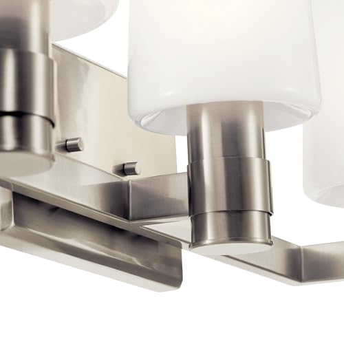 Image of Kichler Adani 3-Light Vanity Light Fixture, Modern Bathroom Vanity Light with Opal Glass in Brushed Nickel for Bathroom or Powder Room Wall Mount (8.25 inch x 24 inch), 55176NI