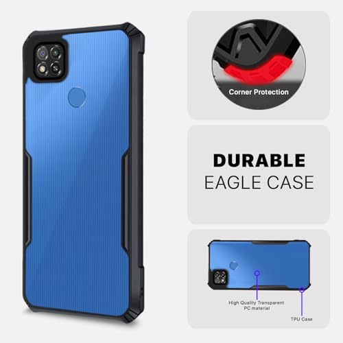 Image of Outlouders Back Cover for Redmi 10A / Redmi 9 / Redmi 9 Activ / 9C / Poco C31 | Ultra Hybrid Transparent | Full Camera Protection | Raised Edge | Crystal Clear Bumper Case(Black)