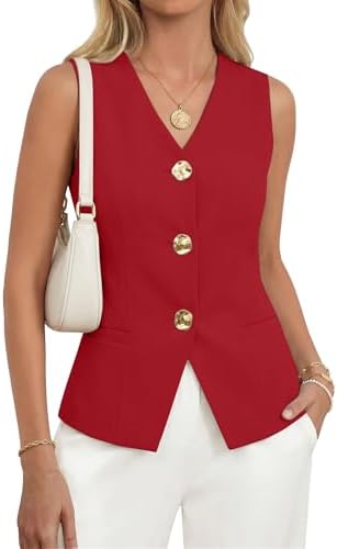 Womens Summer Sleeveless Suit Vest 2026 V Neck Button Down Formal...