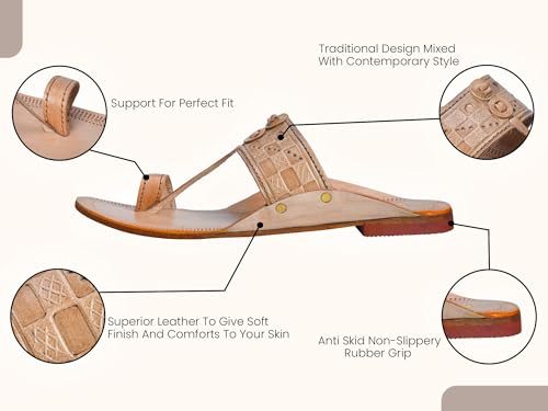Image of Kolhapuri Chappal for Men Original, Semi-Premium Leather Semi-Handcrafted Traditional Kolhapuri Chappal for Man Formal Footwear for Weddings & Parties, Ethnic Wear & Daily Comfort