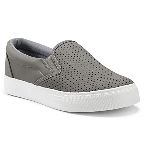 Image of JENN ARDOR Womens Slip On Sneakers Perforated /Quilted Casual Shoes Fashion Walking Flats