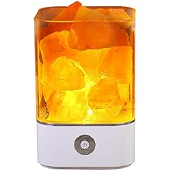 Lampara De Sal Ionizante TOMNEW Lámpara de sal natural del Himalaya, USB real del Himalaya himiliano rosa sal lámpara de roca buena para la salud pequeña mineral negativa Lonic piedra de lava luz nocturna para dormitorio