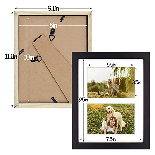 Golden State Art, 4X6 Double Picture Frame In Black - 8X10 Collage Frame, Solid Wood With Tempered Glass - Horizontal And Vertical Formats For Wall And Tabletop, 1 Pack #TOP4
