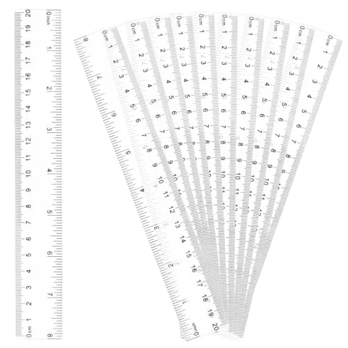 Kunststoff Lineal 20 cm/8 Inch Durchsichtig 10 Stück Set