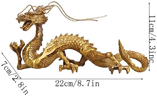 Cinco Patas Zodíaco Dragón de latón Puro Feng Shui Chino Decoración Estatuilla Estatuas Escultura de Riqueza y Buena Suerte para el hogar y la Oficina 1106