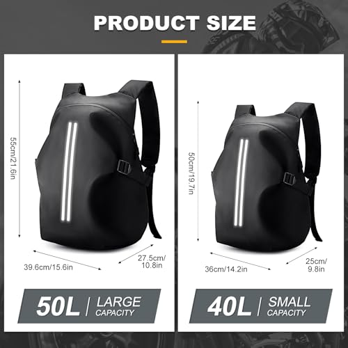 WEPLAN Motorcycle Helmet Backpack, Waterproof Riding Backpacks for Men, Motorcycle accessories, Motorbike Riding Bags, Bikers backpacks, Large Capacity Soft Shell Backpack