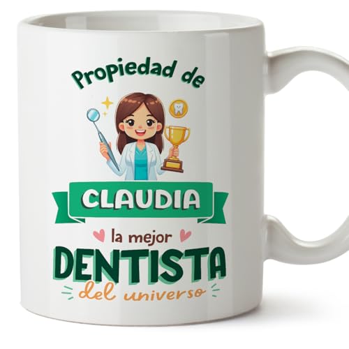 MUGFFINS Tazas Personalizadas para DENTISTA mujer - En Español - Propiedad de - 11 oz / 330 ml - Regalo Personalizable original y divertido MUGFFINS Tazas Personalizadas para DENTISTA mujer - En Español - Propiedad de - 11 oz / 330 ml - Regalo Personalizable original y divertido
