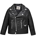 LOKTARC Toddler Boys Girls Faux Leather Jacket for Kids Motorcycle Biker Leather Jackets Black 2-3 Years/Size 100