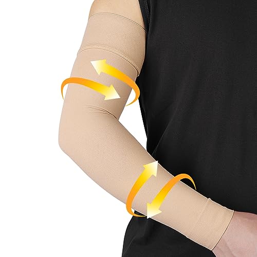 beister Manga de compresión médica para hombres y mujeres (individual), 20-30 mmHg, soporte de brazo completo de compresión graduada con banda de silicona para linfedema, lesiones en brazos, deportes