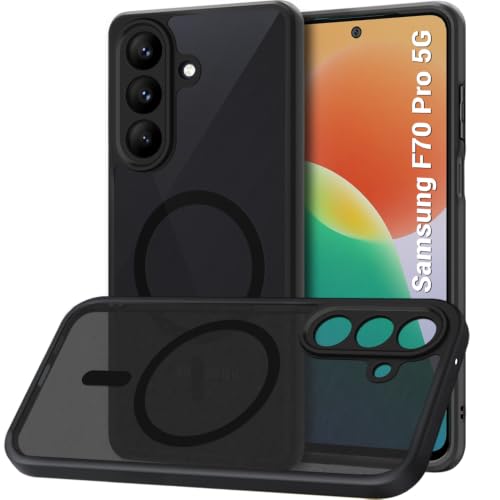 Image of TheGiftKart Hybrid Shockproof Back Cover Case for Samsung Galaxy F70 Pro 5G Compatible with MagSafe | Hard Back Cover Case for Samsung F70 Pro 5G (PC & TPU, Translucent Smoke Matte Back, Black Sides)