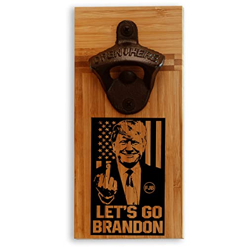 Let's Go Brandon Trump Flip Off Biden - Bottle Opener, Wall Mounted - Handmade 100% Solid Bamboo - Conservative Republican Beer Lover Gift #TOP6