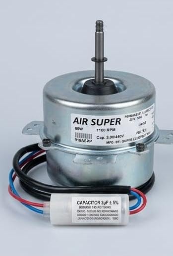 65w split ac outdoor fan motor | 220v copper single phase condenser fan motor replacement | compatible with lg, voltas & all major brands (1, high-conductivity aluminium winding)