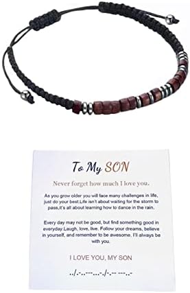 To My Son Bracelet I Love You Morse Code Bracelet for Son 5th 8th High School College Graduation Gifts from Mom and Dad Son Birthday Gift Back to School Gift for Adult Men