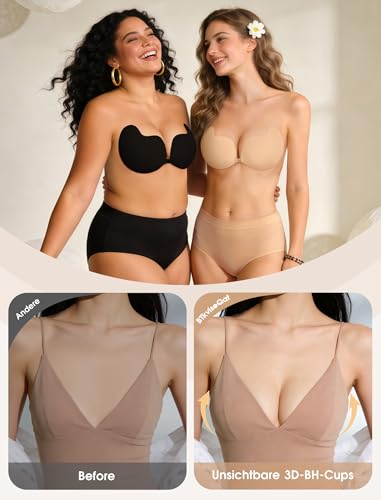 Klebe BH Push up Rückenfrei Trägerlos BH ohne träger Klebe-BHS große Brust Wiederverwendbare Unsichtbar Haut Freundlich Sticky Strapless Bra für kleine brüste Brautkleid Damen Rückenfreies Kleid