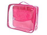 Medium Clear Travel Packing Cube/See-Through Clothes Organizer for Carry on & Checked Suitcase, RV or Camping/Transparent Storage Cell/Doll Storage/Game Day Stadium Approved (Pink)