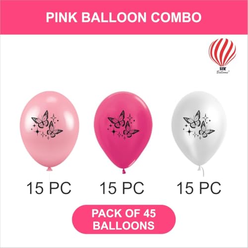 Image of HK Balloons Butterfly Printed Balloons Butterfly Theme Balloons For Happy Birthday Party weddings and special occasions Decoration For butterfly theme birthday party decorations (45Pcs)
