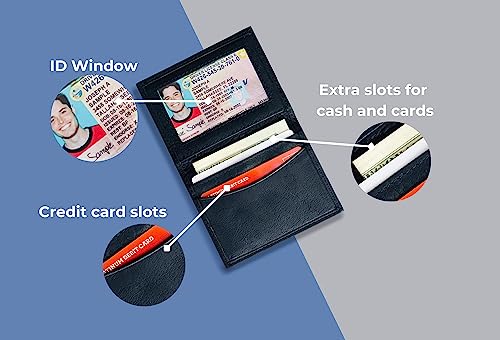 Mens Bifold Leather Thin Window Id Thin Plain Credit Cards Wallet (Black)3