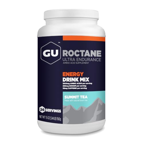 GU Energy Roctane Ultra Endurance Energy Drink Mix, Vegan, Gluten-Free, Kosher, 35mg of Caffeine, and Dairy-Free n-the-Go Energy for Any Workout, 3.44-Pound Jar, Summit Tea
