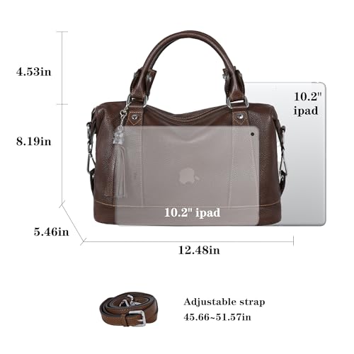 Image of HESHE Womens Genuine Leather Purse Satchel Tote Bags Ladies Real Leather Bags Crossbody Handbags