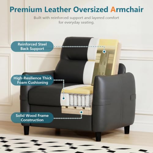 Black Leather Accent Armchair