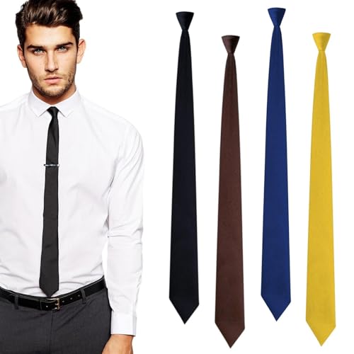 SAIIURV 4 Pièces Cravate Étroite Homme Élégante, 5CM Ajustable Étroit Slim Cravate Soie Fine Motifs Classiques, Accessoire Chemise pour Événements...