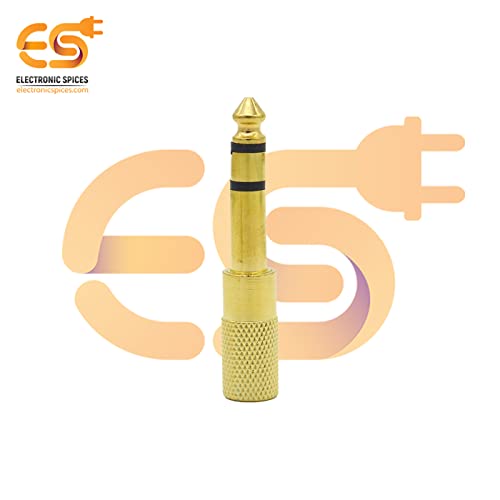 Image of Electronic Spices Mono 6.35mm male to 3.5mm female Golden color audio connectors pack of 2pcs