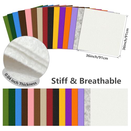 Image of Felt Fabric 36'' X 36'' Large Felt Sheets Stiff Craft Felt by The Yard for DIY Crafts Letter Coaster Flower Ornament Sewing Party Decoration Christmas Supplies Nonwoven (White)
