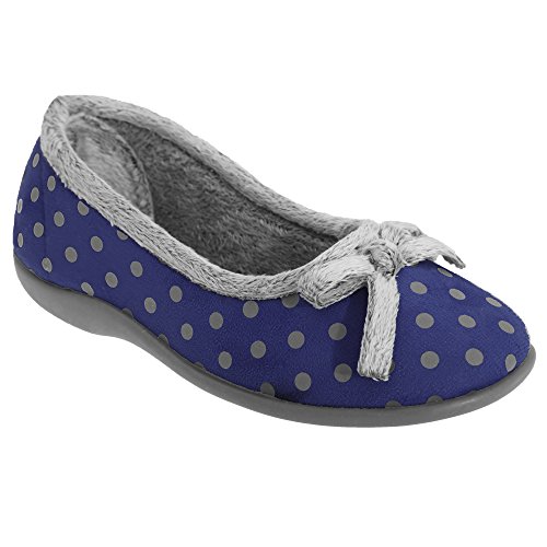 Sleepers Womens/Ladies Louise Polka Dot Bow Slippers (6 UK) (Navy)