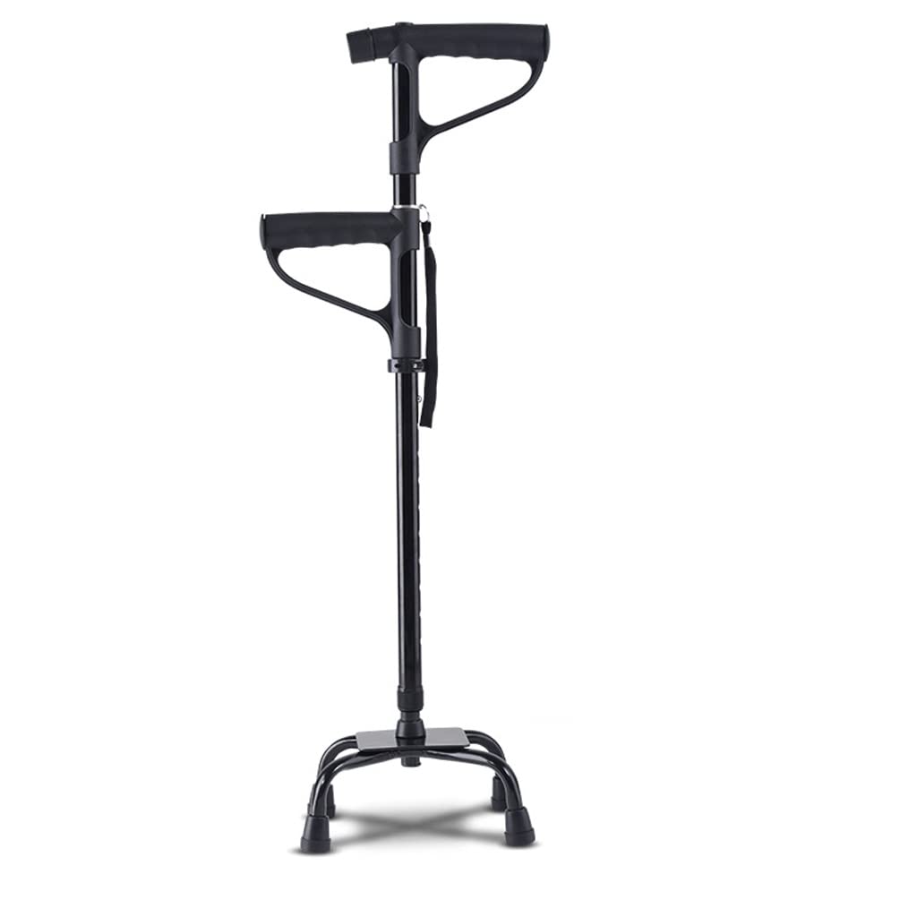 GCX- Bastón for Ancianos con bastón Ligero Antideslizante de Cuatro Patas y bastón telescópico Multifuncional de Cuatro Garras con muletas Inteligentes Firma
