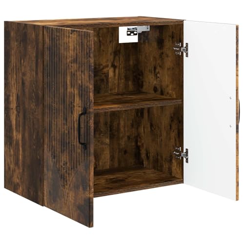 Armoire murale chêne fumé de rangement avec porte bois meuble suspendu