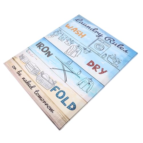 Lienzo decorativo Reglas de Lavandería set de 3 piezas de 30x38cm con marco de pino para el hogar