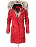 LOOK: Ausgefallener Damen Winter Mantel mit großem Kunstpelzkragen und flauschigem Kunstfell Innenfutter