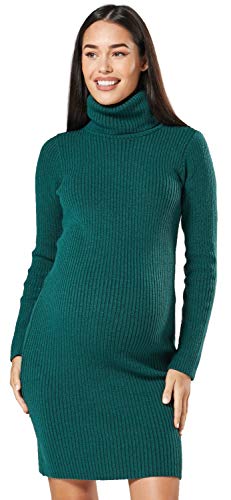 Zeta Ville Damen - Umstands Figurbetontes Polokragen Geripptes Strick-Kleid 417c (Grün, 44-46, 2XL/3XL) Cover
