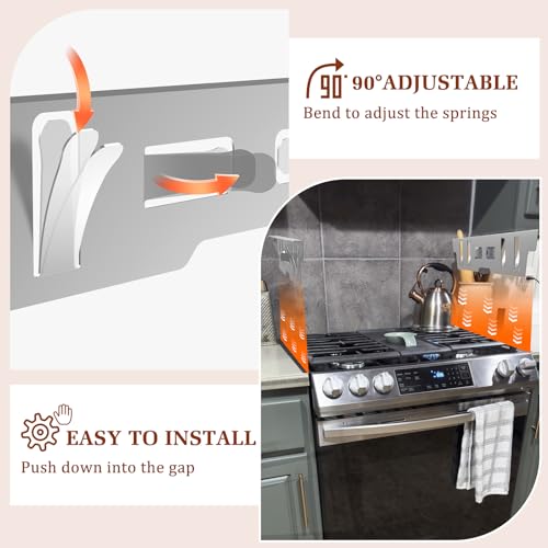 Image of 25.4 inch Oven Guards for Side Stainless Steel Gap Covers, Heat Resistant Slide-in Range Trim Guard Gap Filler Between Oven & Counter Top for Seamless Kitchen Accessories, Gifts for Cooker - Silver