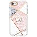 i8Phone Glossy Case Electroplating TPU Cover + 360 Ring 2 in 1 Glitter Line Marble Phone Case with Clear Four-sided Air Cushion Anti-Drop Hybrid Soft Silicone Cover Cases for iPhone 7/SE 2022 4.7