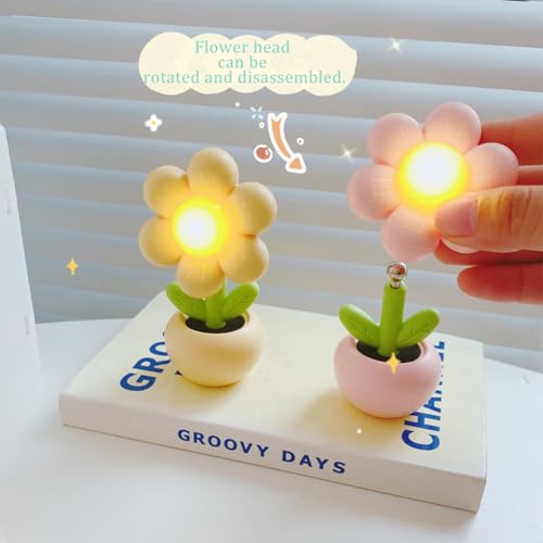 ljarl Flower Night Light for Kids, Cute Small Sunflower Night Light, Warm Light, Battery Operated (Purple)