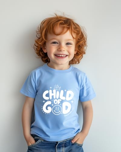 Image of Christian T-Shirts Child of God Shirt Kids Toddler Cute Girls Boys Short Sleeve Tops Graphic I'm A Child of God Tee 2-8 Years