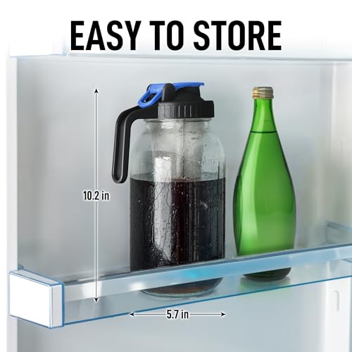 Cafeteira Zulay Premium Cold Brew – Frasco de vidro de 1,8 g com tampa à prova de vazamento e vidro