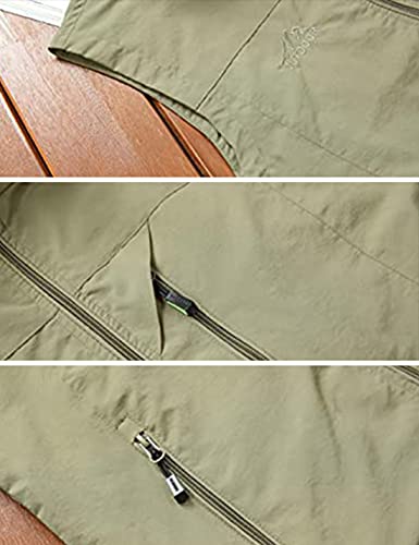 Yimoon Men's Casual Outdoors Lightweight Vest Breathable Mesh Lining Travels Sports Vest Jacket (Khaki, X-Large) #TOP6