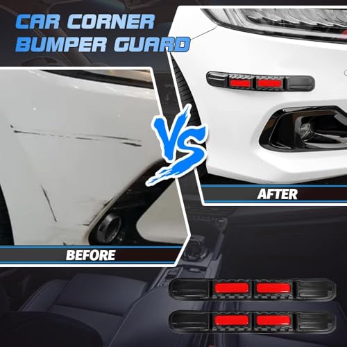 Image of Janvitha Car Bumper Safe Guard Strip, Universal Front Rear Bumper Protector Anti-Collision Anti-Scratch for All Cars and Trucks (2 * 1 Red)