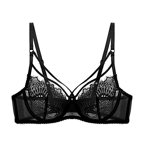Soutien-gorge sexy en dentelle noire armatures non rembourré WENJUN 80A